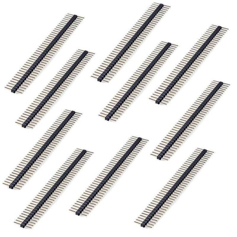 DIKAVS Break Away Headers 2.54 mm Male Pin Header Connector - 40-pin Male Long Centered (Pack of 10) - Image 1